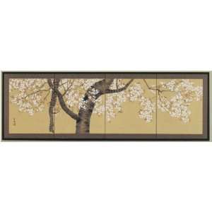  Japanese Silk Screen Cherry Blossoms 