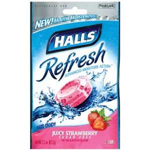Halls Refresh Drops, Juicy Strawberry, 20 Count Drops (Pack of 12 