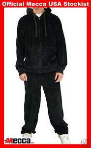 MECCA USA SMOOTH VELOUR HOODED TRACKSUIT Black XXL 2XL  