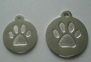 Engraved Pet ID Tag Stainless Steel Paw BACK IN STOCK  