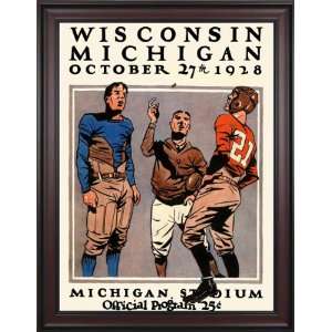 : 1928 Michigan vs. Wisconsin 36 x 48 Framed Canvas Historic Football 