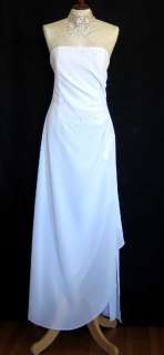   elegant white crepe dress by the incomparable jessica mcclintock