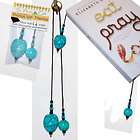 Ceramic Blue decorated glass beads book mark thong non slip page saver