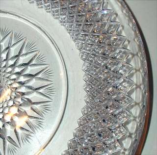 Vintage Intricately Cut Footed Crystal Plate   8 1/4  