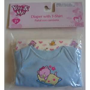   : You & Me Baby Doll Diaper with T Shirt   Blue / Kitty: Toys & Games