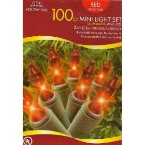  100 Ct Mini Light Set   Indoor/Outdoor Red Patio, Lawn & Garden