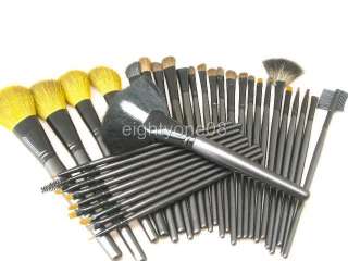34 pc Studio Pro Makeup Brush Set Kit Black Pouch  