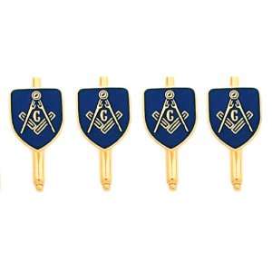  Gold Plated Masonic Blue Lodge Shirt Stud Set Jewelry