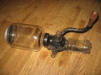 ANTIQUE WALL HANGING ARCADE COFFEE GRINDER GLASS & CAST IRON  