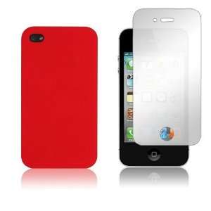  Apple iPhone 4 & 4S   Red Soft Silicone Skin Case Cover + Mirror 