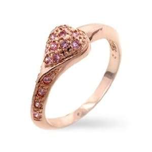  Islas Rose Gold Pink Cubic Zirconia Heart Ring   6 