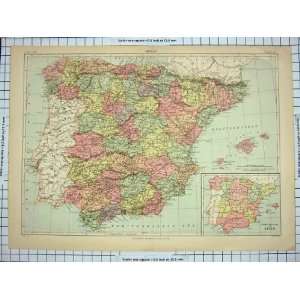 ANTIQUE MAP SPAIN MAJORCA IBIZA MINORCA GIBRALTAR 