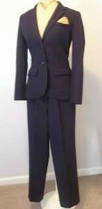 Sexy/Powerful Womens Vintage Navy Blue Wool Tailored Pant Suit  