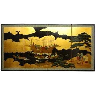 Classic Japanese Chinese Asian Wall Art   36 x 72 Dragon Boat 