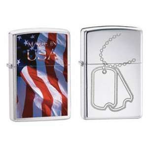   Made in USA Flag and Military Dog Tags Engraved Logo: Everything Else