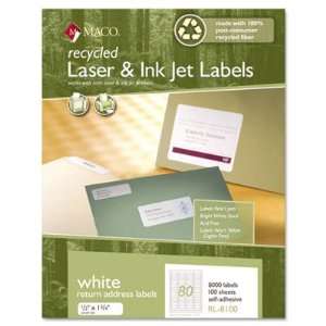 Maco Recycled Laser and InkJet Labels, 1/2 x 1 3/4 Inches, White, 8000 