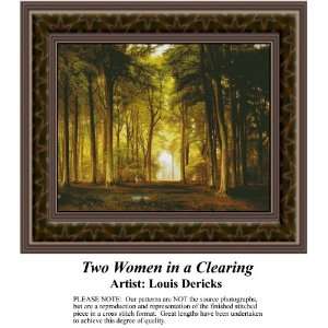  Two Women in a Clearing, Cross Stitch Pattern PDF Download 