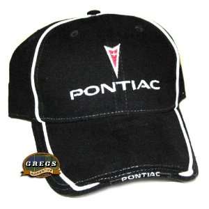  Pontiac Logo Hat Cap Black with White Trim Apparel 