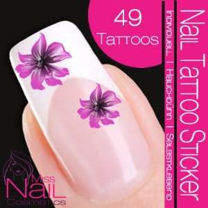    Nail Tattoo Sticker Blossom / Flower   black / lilac: Beauty