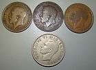 Lot of 4 Great Britain Coins 1948 Half Crown/ 1914 1915 + 1919 Pennies