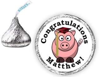 108 Graduation Pig Cap Candy Kiss Labels Favors Kisses  