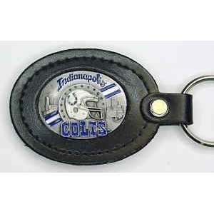   Colts Large Leather & Pewter Team Key Fob: Sports & Outdoors