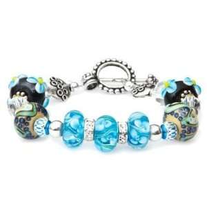  Turquoise Lampwork Stretch Bracelet Kit: Arts, Crafts 