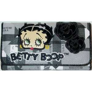  Betty Boop Flower Wallet Checkbook Bag Sequin Embroidered 