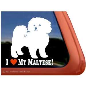  I Love My Maltese ~ Cute Puppy Dog Vinyl Window Decal 