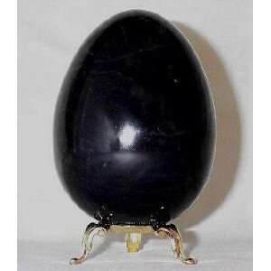   Black Marble Stone Egg Sculpture   Large, 4