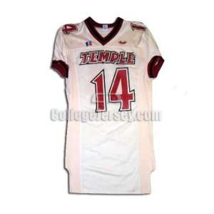 White No. 14 Game Used Temple Russell Football Jersey  