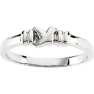  14K White Gold Dove Chastity Ring Jewelry