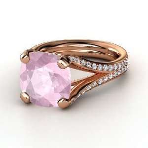  Enrapture Ring, Cushion Rose Quartz 14K Rose Gold Ring 