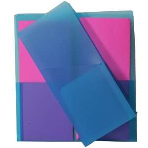  Blue Mini Plastic Heavy Duty Two Pocket Folder   4 1/4 x 9 