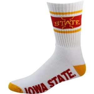   Iowa State Cyclones White Stripe Cushion Crew Socks: Sports & Outdoors