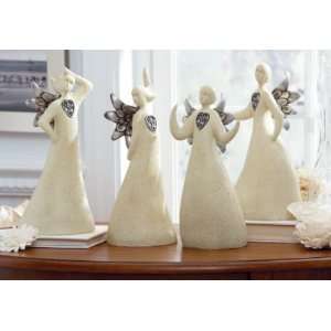  Set of 4 White Abstract Fluid Form Angel Christmas Table 