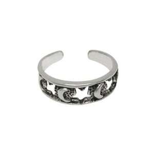  .925 Sterling Silver Moon & Star Toe Ring: Jewelry