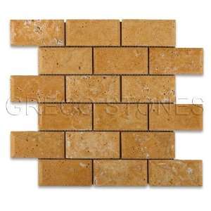   Gold 2 x 4 Honed and Beveled Travertine Brick Tile