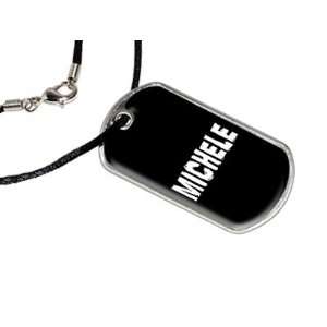  Michele   Name Military Dog Tag Black Satin Cord Necklace 