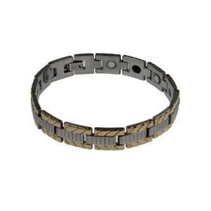 Stainless Steel Bracelet w/ Gold IP Plating   Length: 8.5 