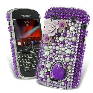  Femeto Lilac Flower Heart Diamante Case BlackBerry Bold 