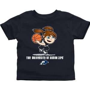  Akron Zips Toddler Girls Basketball T Shirt   Navy Blue 