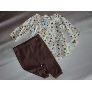   Lightweight Top and Legging Pant Set Blue/Brown Floral 12 Months: Baby