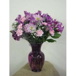 Plum Crazy Flower Arrangment w/Lilac Vase:  Grocery 
