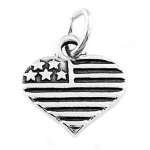  Sterling Silver United States Flag Heart Charm: Jewelry