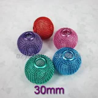 Free Ship 20pcs Craft Findings Spacer Mesh Beads Metal 30mm Mix Color 