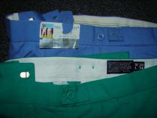 Vtg Mens 2 Pro Celebrity Green Blue Flat Front Golf Pants NWT Sz 38x35 