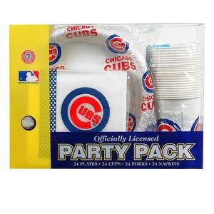 CHICAGO CUBS ~ Picnic Party Pack for 24 People ~ Forks   Plates   Cups 