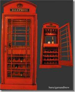 Red English PHone Telephone BOOTH cast iron replica mahogany wood old 