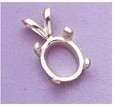 Oval Low Profile Solid Sterling Silver Pre Notched Pendant (5x3mm 